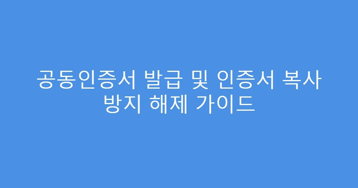 공동인증서 발급 및 인증서 복사 방지 해제 가이드