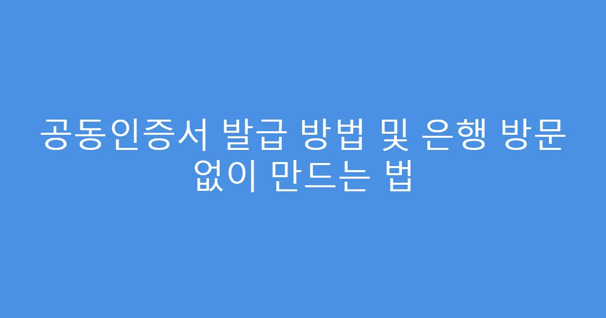 공동인증서 발급 방법 및 은행 방문 없이 만드는 법