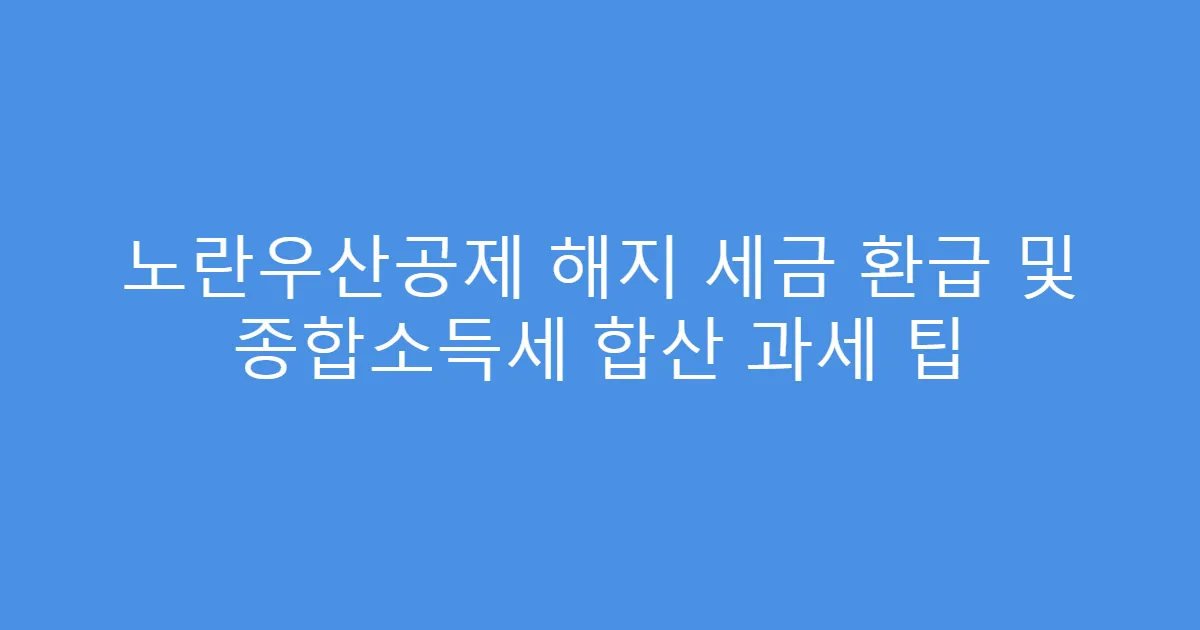 노란우산공제 해지 세금 환급 및 종합소득세 합산 과세 팁