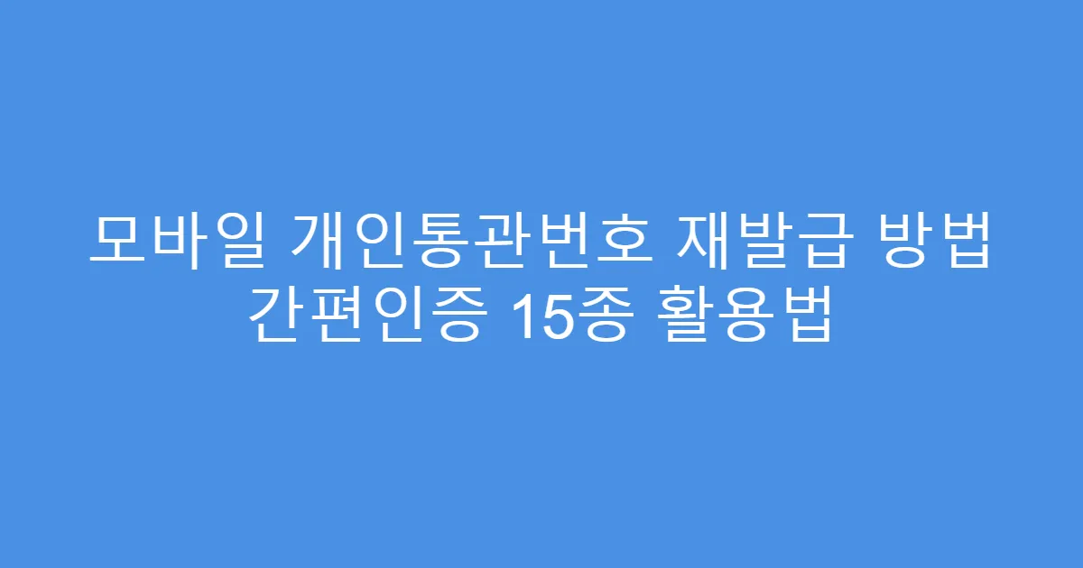 모바일 개인통관번호 재발급 방법 간편인증 15종 활용법