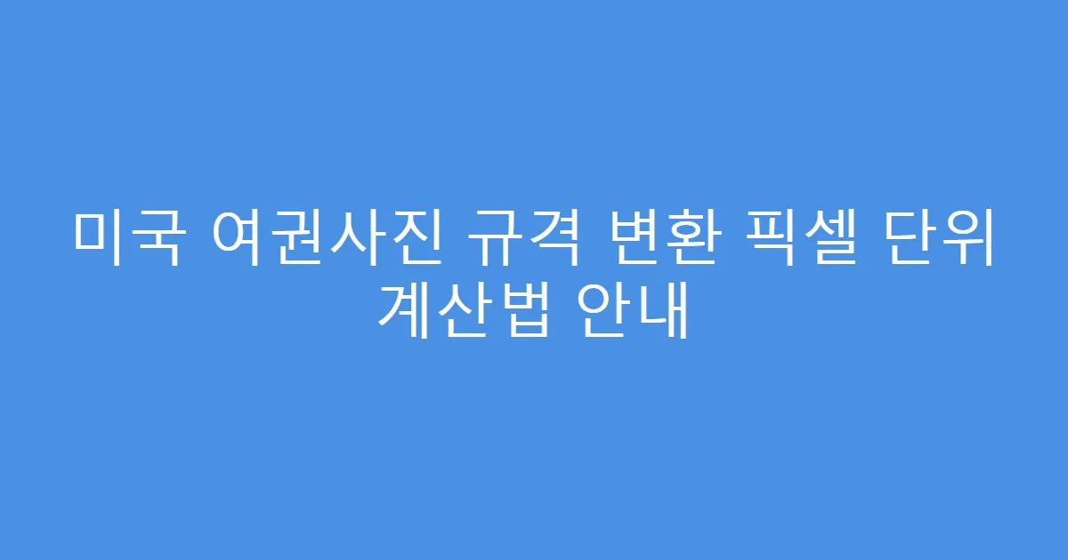 미국 여권사진 규격 변환 픽셀 단위 계산법 안내