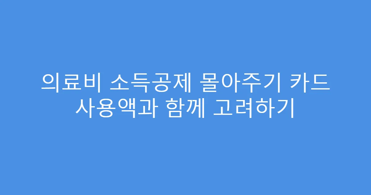 의료비 소득공제 몰아주기 카드 사용액과 함께 고려하기