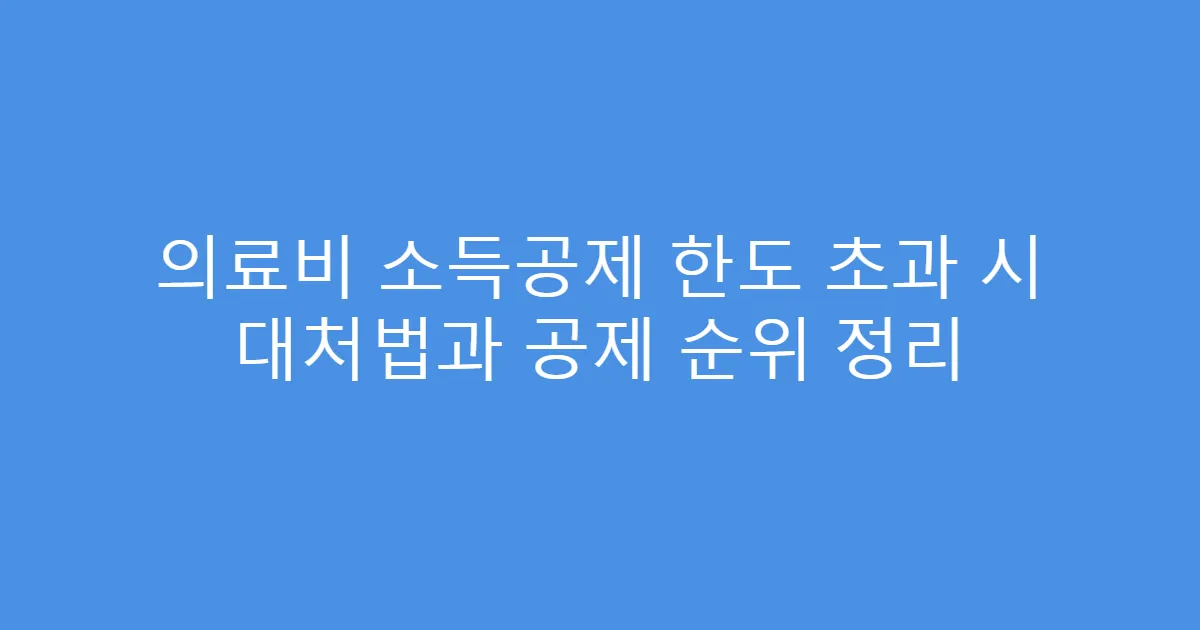 의료비 소득공제 한도 초과 시 대처법과 공제 순위 정리