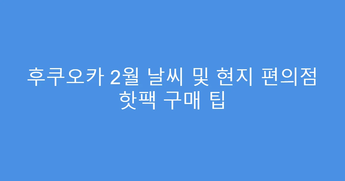 후쿠오카 2월 날씨 및 현지 편의점 핫팩 구매 팁