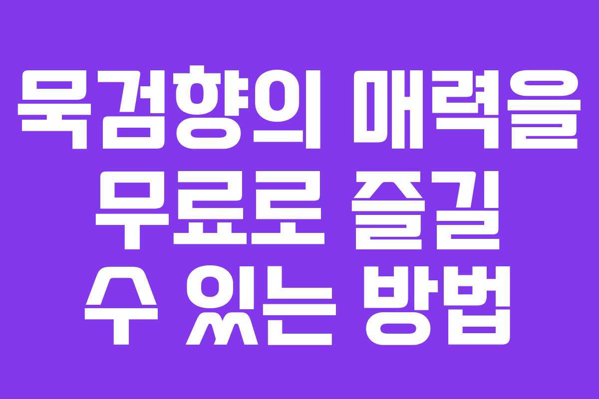 묵검향의 매력을 무료로 즐길 수 있는 방법