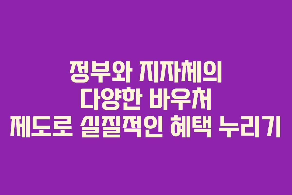 정부와 지자체의 다양한 바우처 제도로 실질적인 혜택 누리기