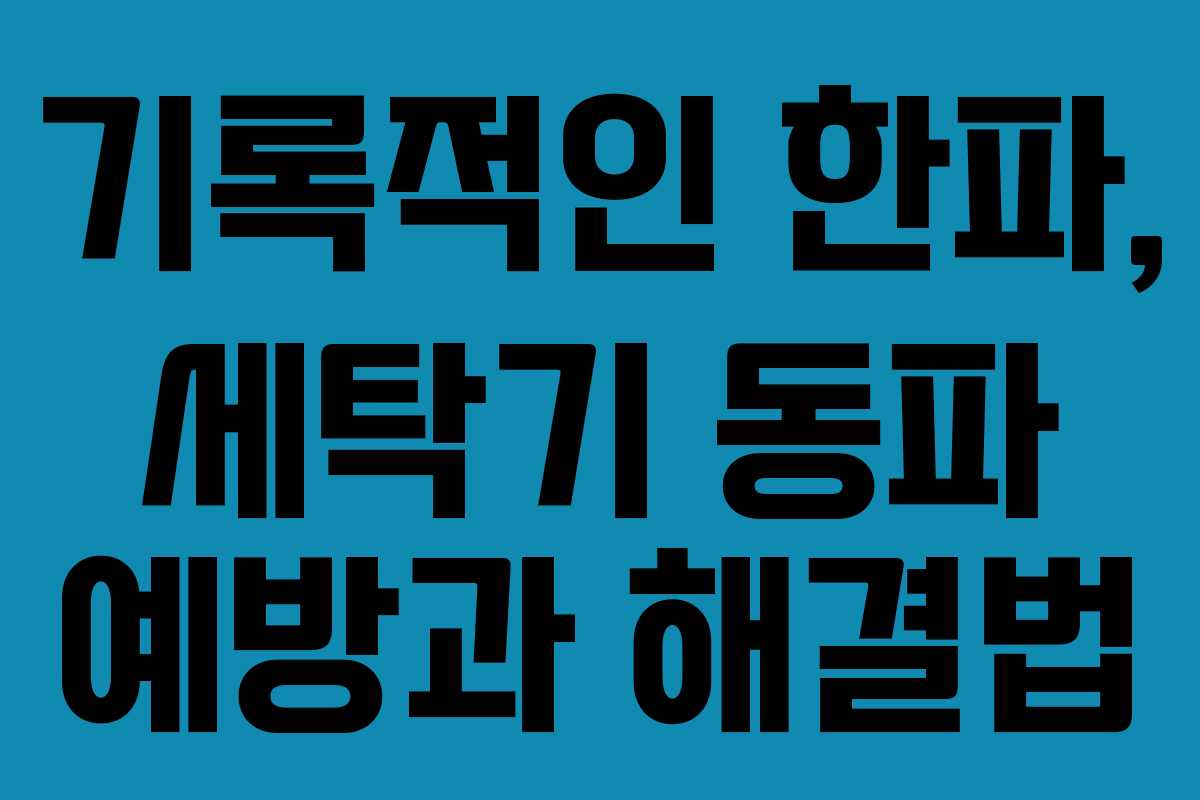 기록적인 한파, 세탁기 동파 예방과 해결법
