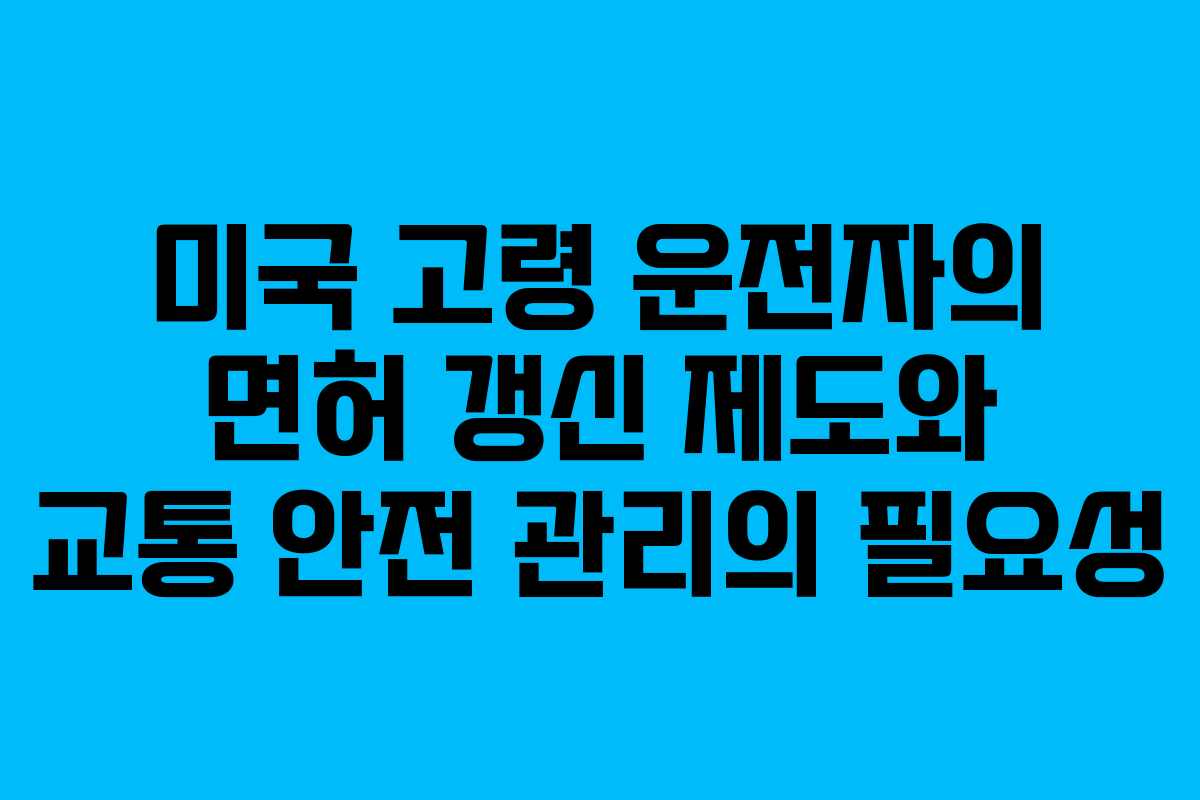 미국 고령 운전자의 면허 갱신 제도와 교통 안전 관리의 필요성