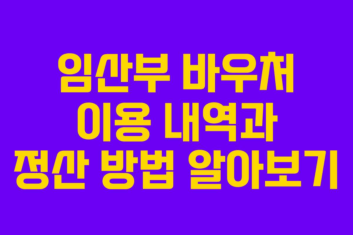 임산부 바우처 이용 내역과 정산 방법 알아보기