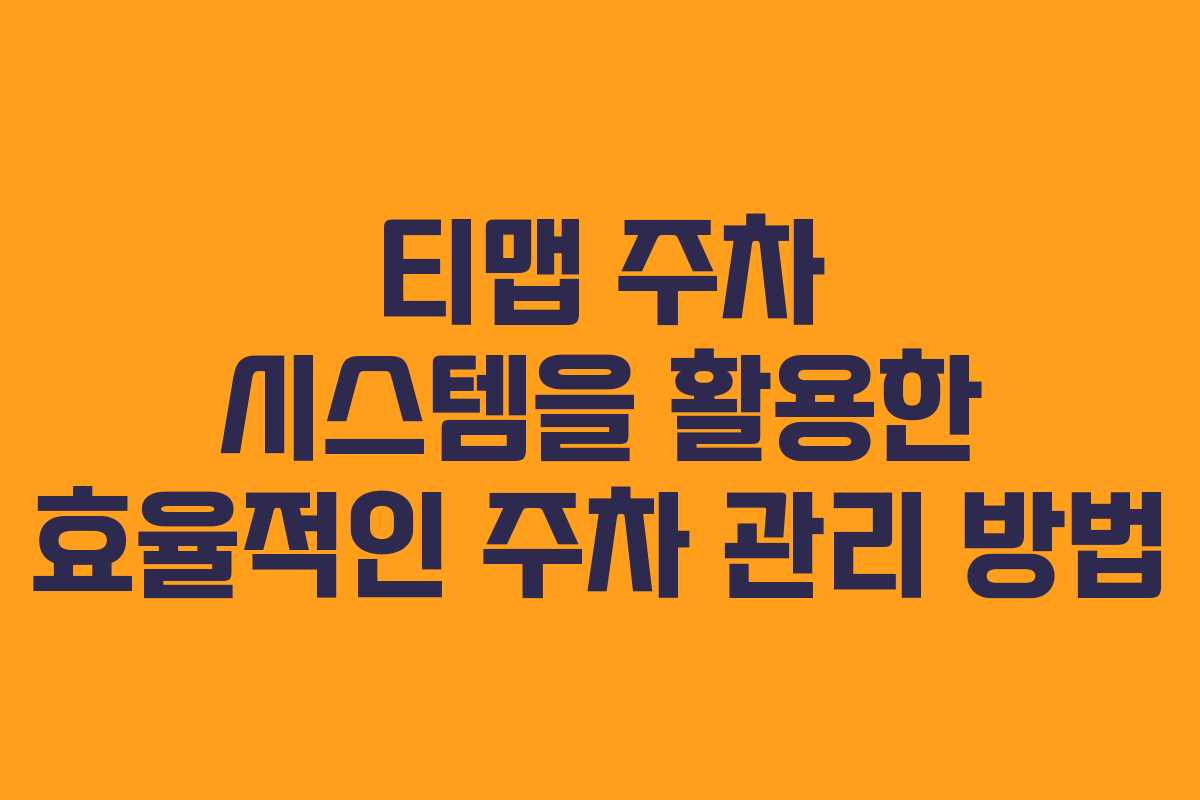 티맵 주차 시스템을 활용한 효율적인 주차 관리 방법