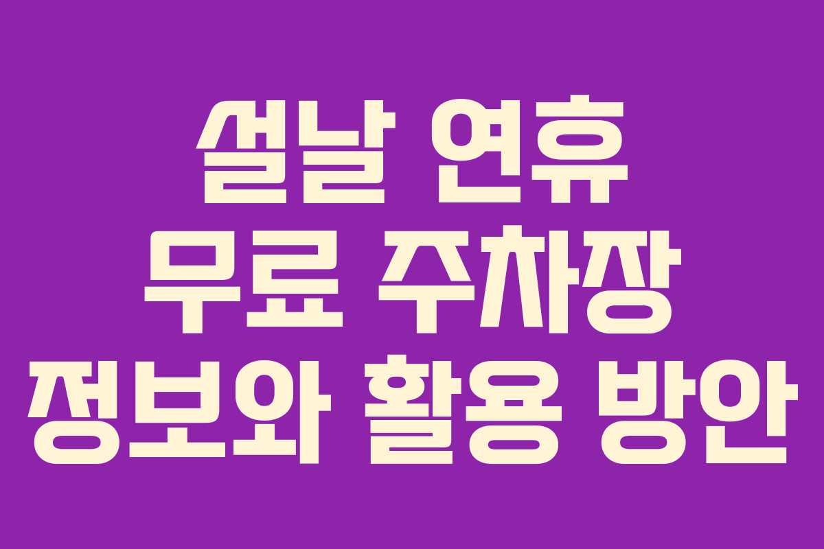 설날 연휴 무료 주차장 정보와 활용 방안