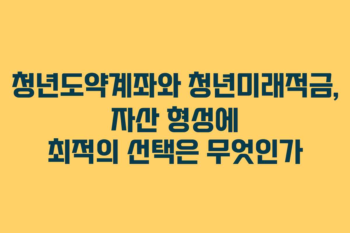 청년도약계좌와 청년미래적금, 자산 형성에 최적의 선택은 무엇인가