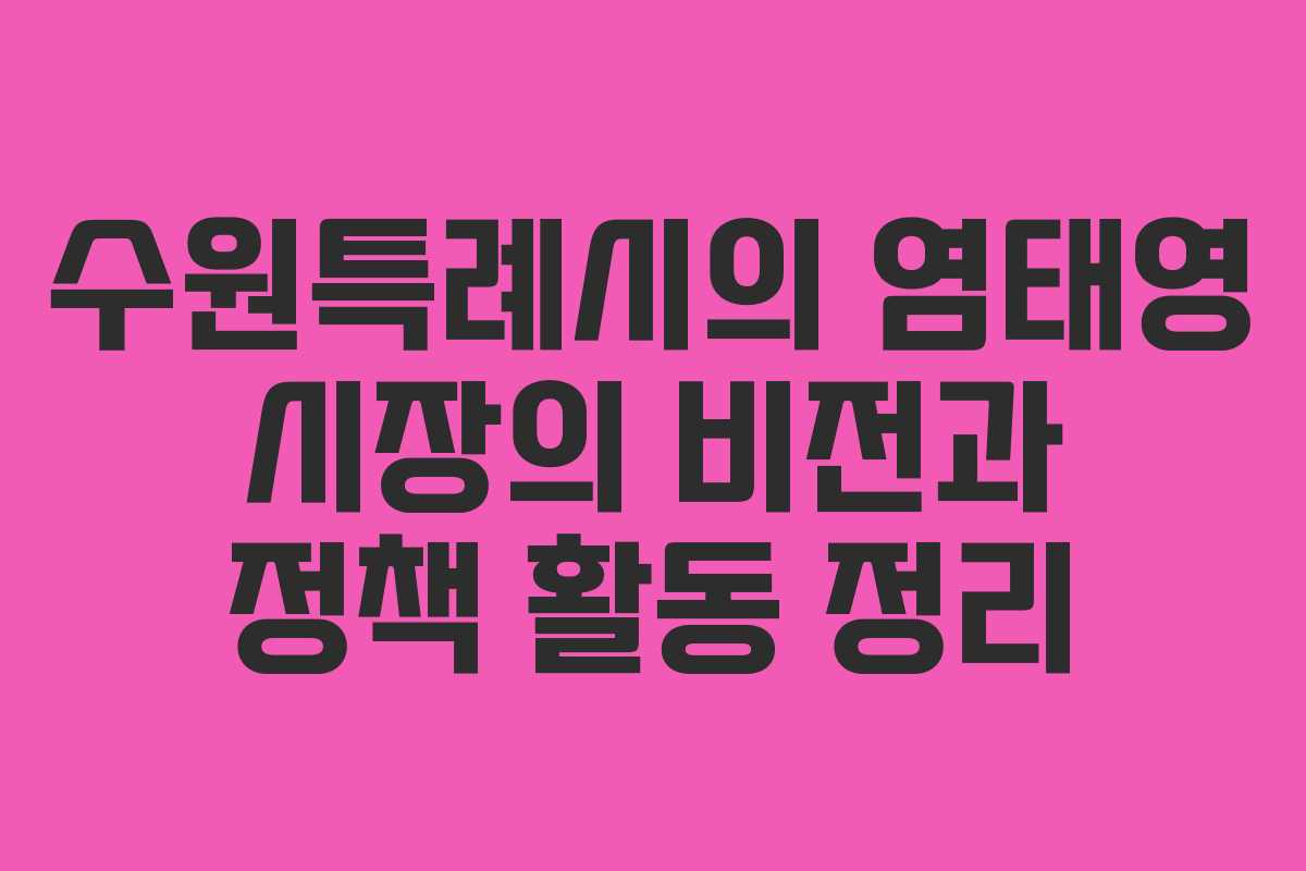 수원특례시의 염태영 시장의 비전과 정책 활동 정리