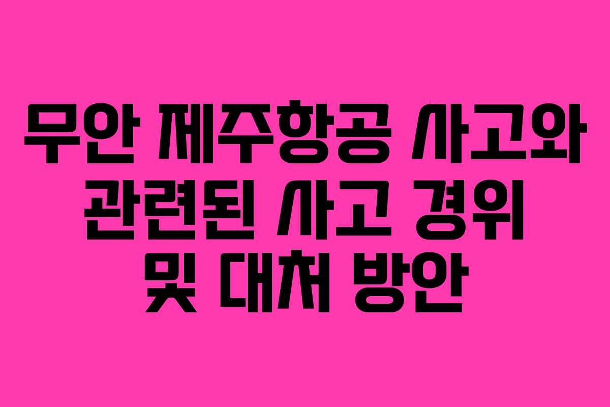 무안 제주항공 사고와 관련된 사고 경위 및 대처 방안