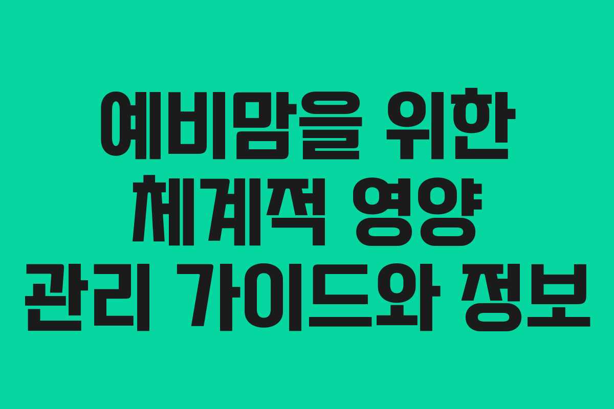 예비맘을 위한 체계적 영양 관리 가이드와 정보