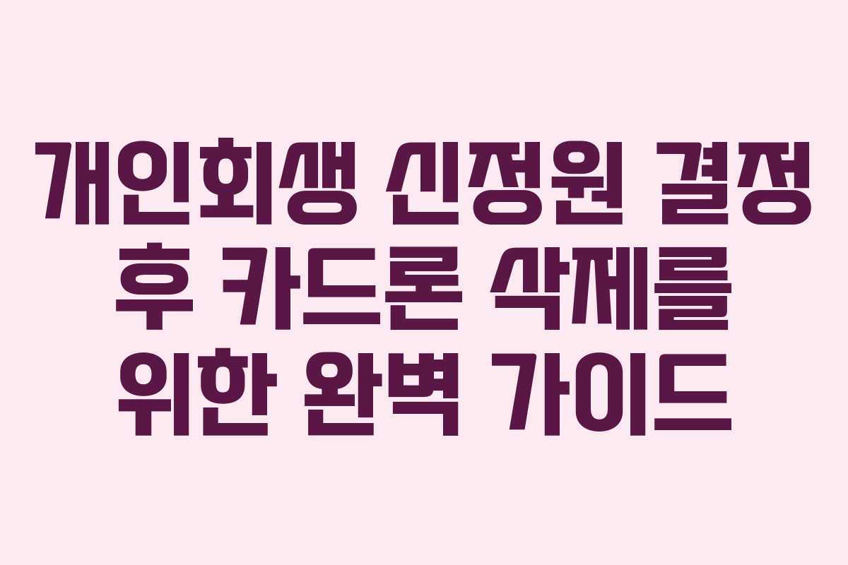 개인회생 신정원 결정 후 카드론 삭제를 위한 완벽 가이드