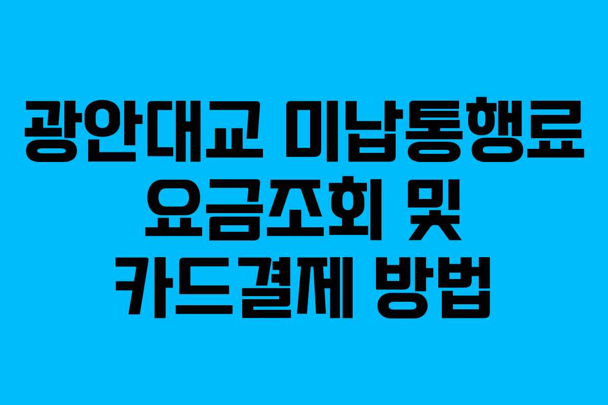 광안대교 미납통행료 요금조회 및 카드결제 방법