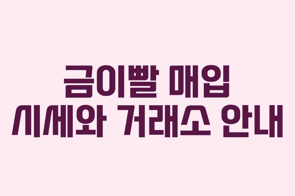 금이빨 매입 시세와 거래소 안내