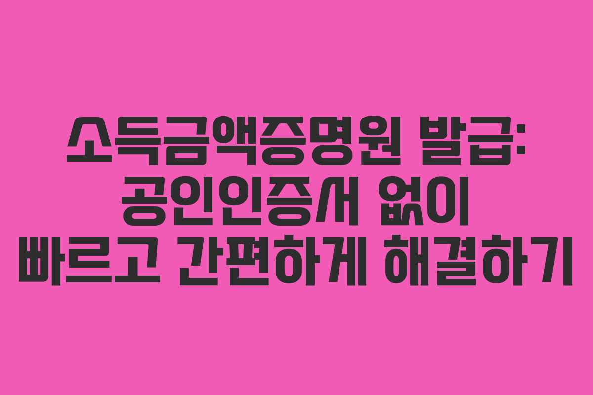 소득금액증명원 발급: 공인인증서 없이 빠르고 간편하게 해결하기