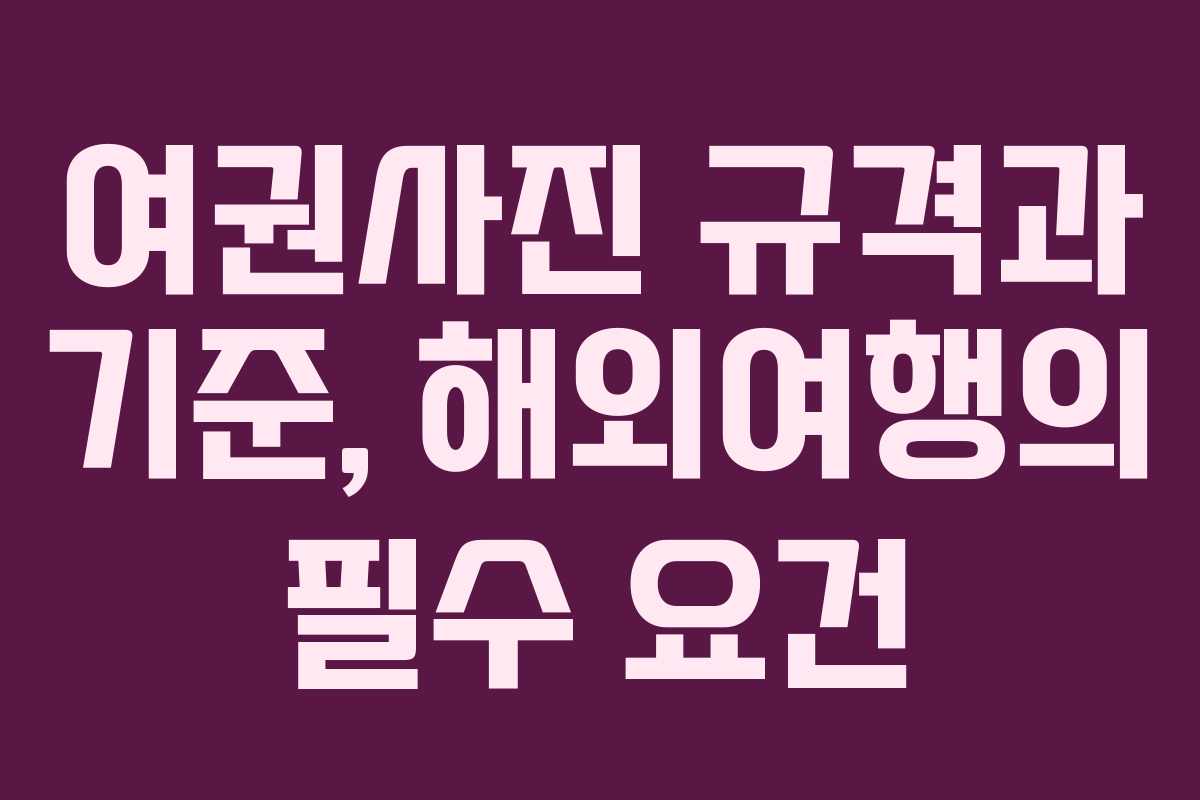 여권사진 규격과 기준, 해외여행의 필수 요건