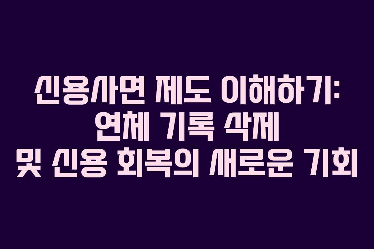 신용사면 제도 이해하기: 연체 기록 삭제 및 신용 회복의 새로운 기회