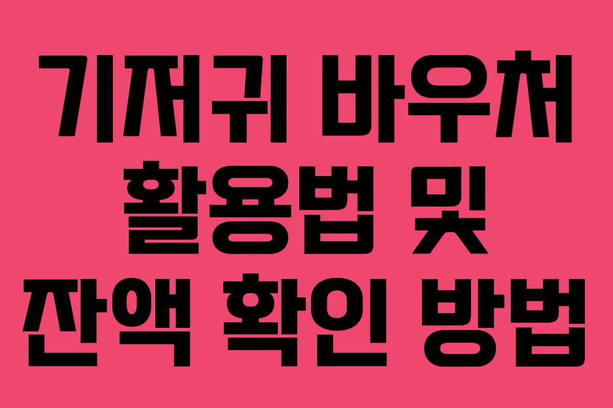 기저귀 바우처 활용법 및 잔액 확인 방법