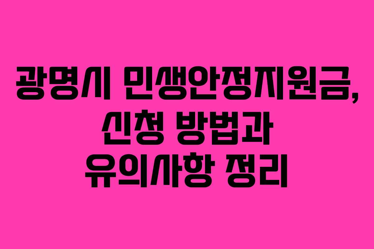 광명시 민생안정지원금, 신청 방법과 유의사항 정리