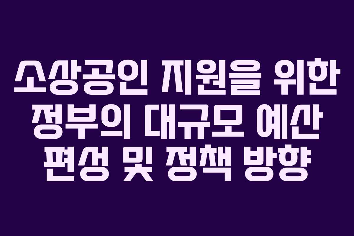 소상공인 지원을 위한 정부의 대규모 예산 편성 및 정책 방향