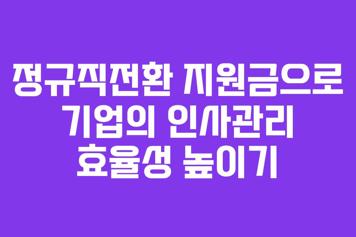 정규직전환 지원금으로 기업의 인사관리 효율성 높이기