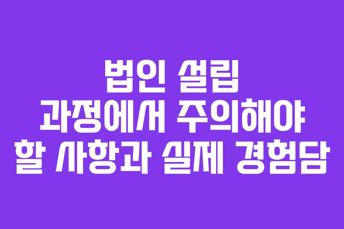법인 설립 과정에서 주의해야 할 사항과 실제 경험담