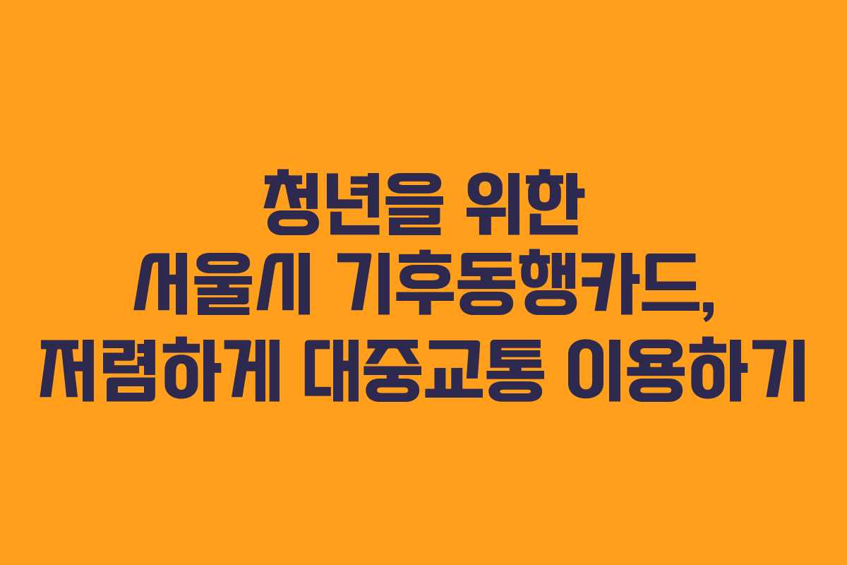 청년을 위한 서울시 기후동행카드, 저렴하게 대중교통 이용하기