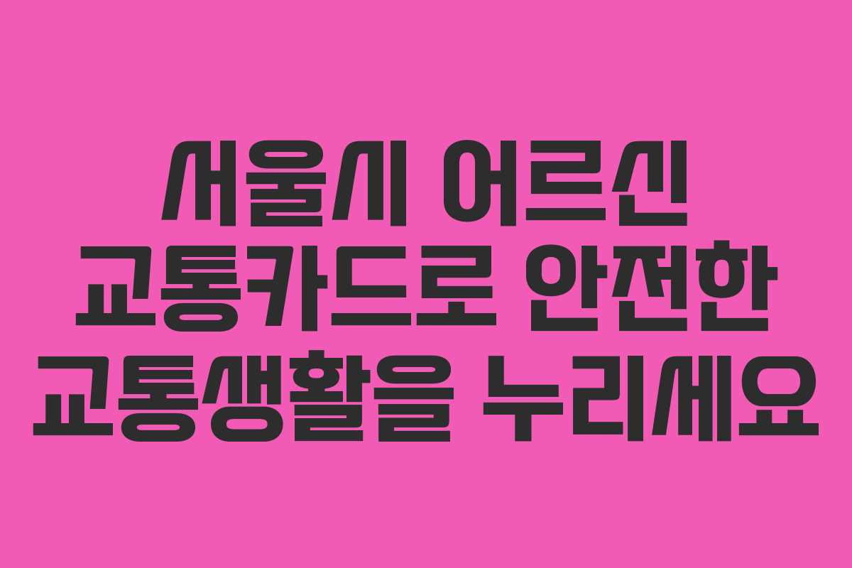 서울시 어르신 교통카드로 안전한 교통생활을 누리세요