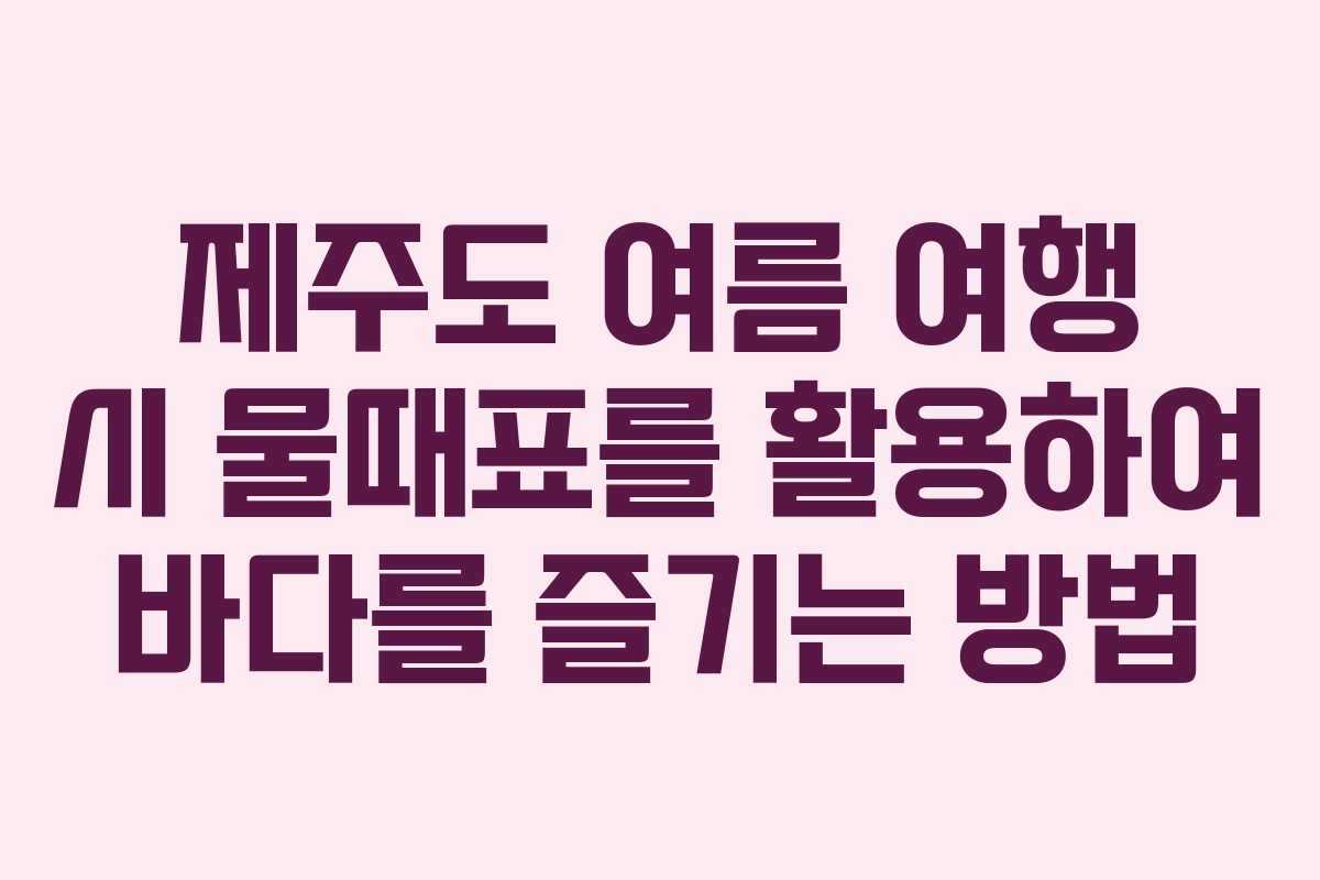 제주도 여름 여행 시 물때표를 활용하여 바다를 즐기는 방법
