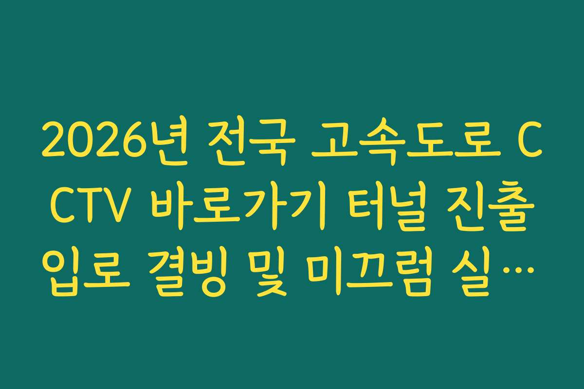 2026년 전국 고속도로 CCTV 바로가기 터널 진출입로 결빙 및 미끄럼 실시간 확인