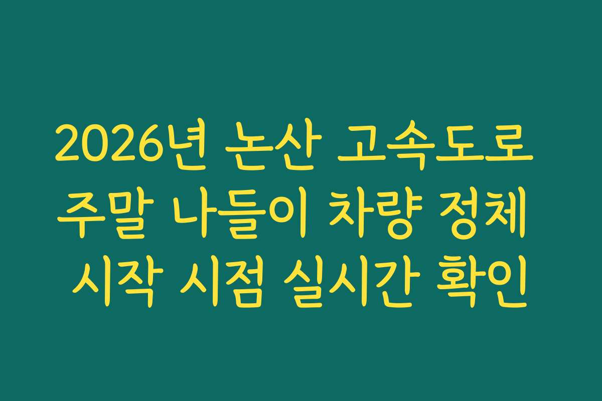 2026년 논산 고속도로 주말 나들이 차량 정체 시작 시점 실시간 확인