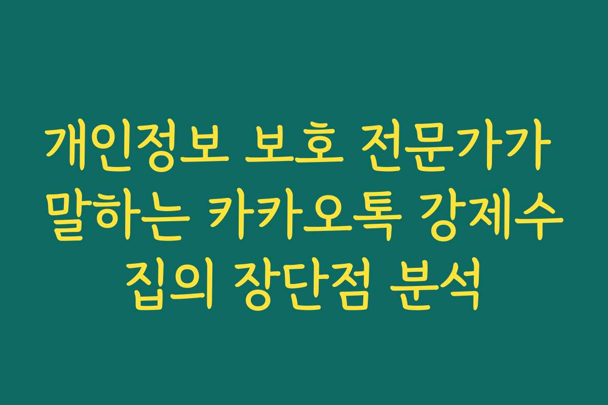 개인정보 보호 전문가가 말하는 카카오톡 강제수집의 장단점 분석