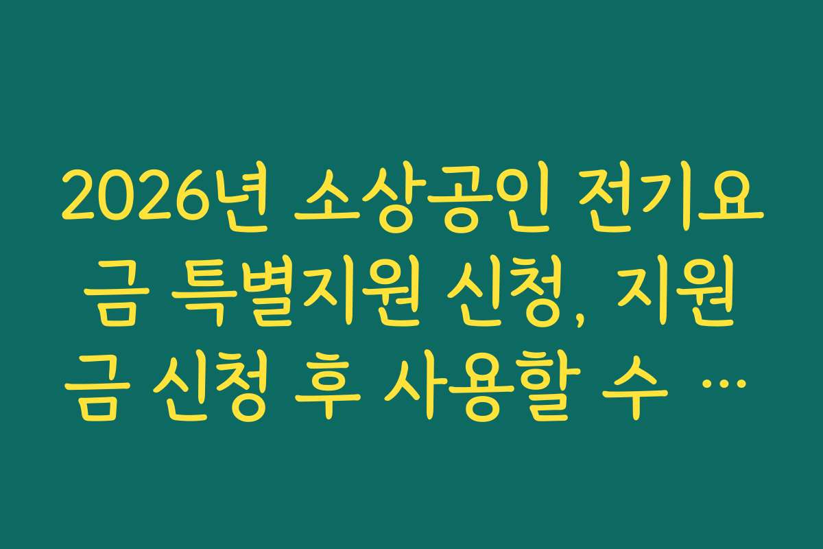 2026년 소상공인 전기요금 특별지원 신청, 지원금 신청 후 사용할 수 있는 활용 방법