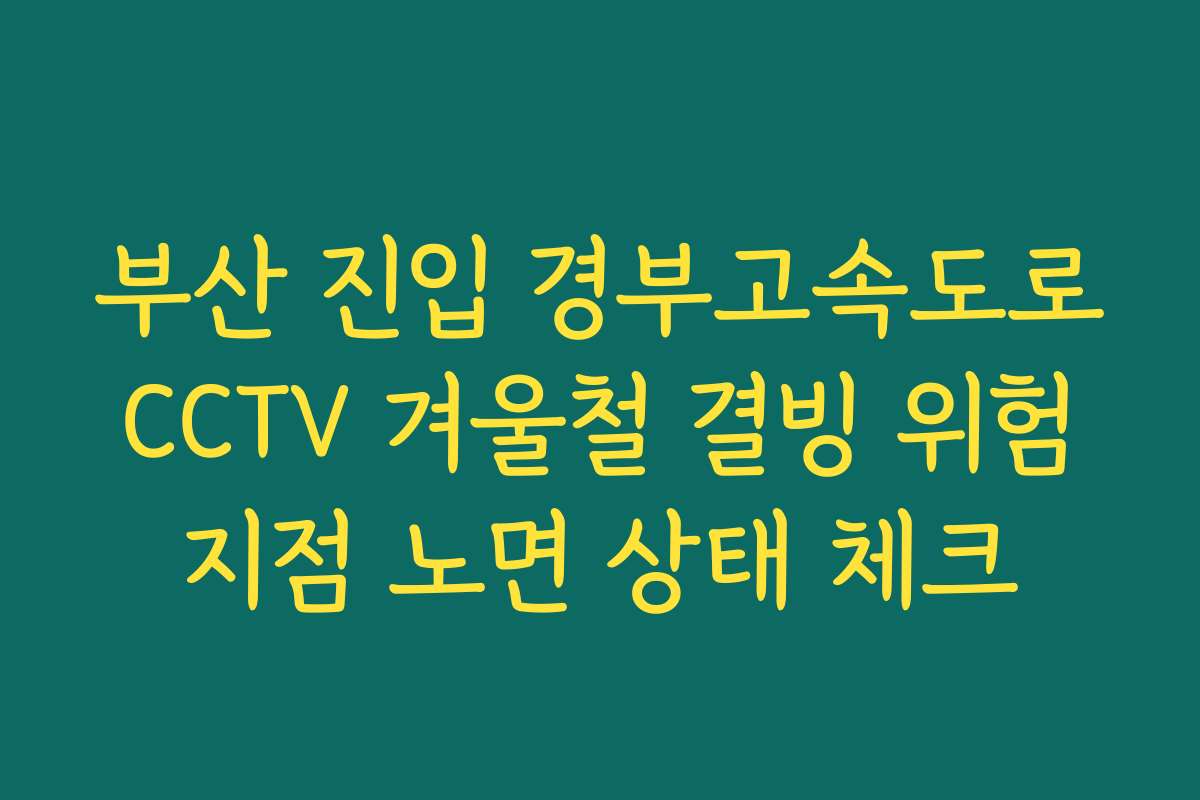 부산 진입 경부고속도로 CCTV 겨울철 결빙 위험 지점 노면 상태 체크