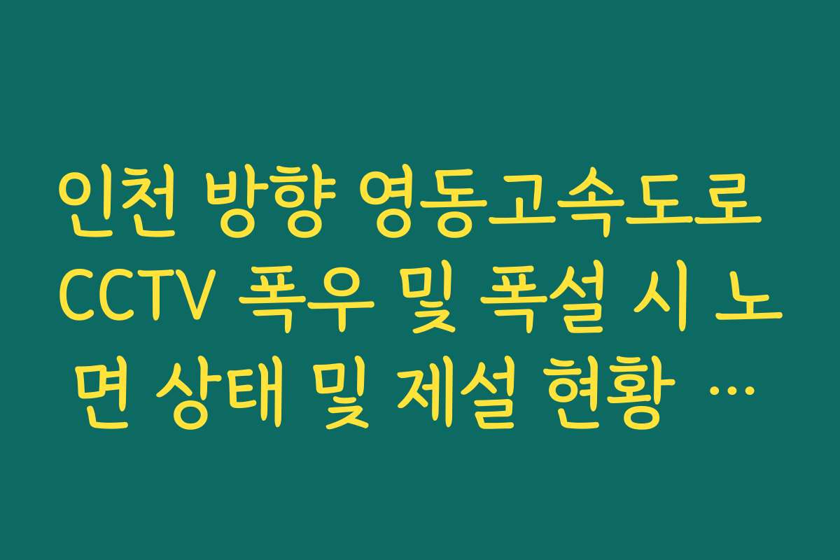 인천 방향 영동고속도로 CCTV 폭우 및 폭설 시 노면 상태 및 제설 현황 체크