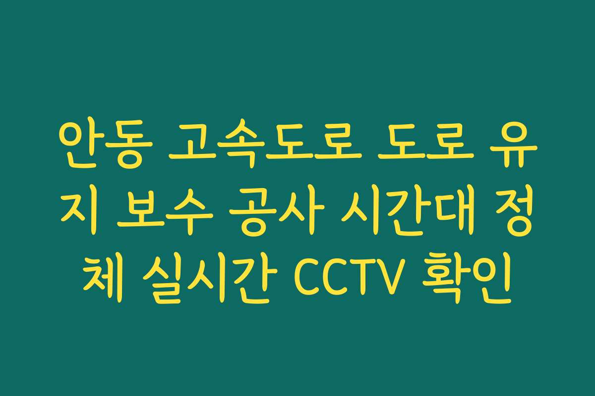 안동 고속도로 도로 유지 보수 공사 시간대 정체 실시간 CCTV 확인
