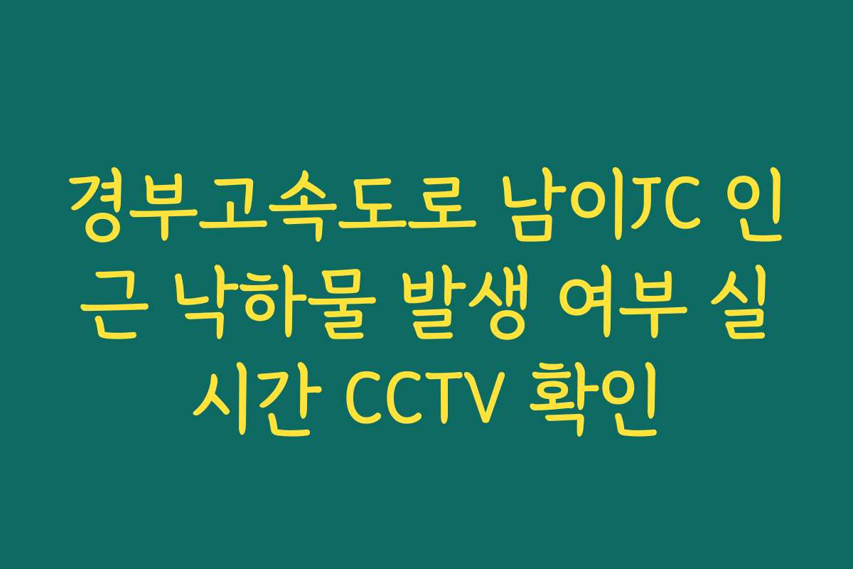 경부고속도로 남이JC 인근 낙하물 발생 여부 실시간 CCTV 확인