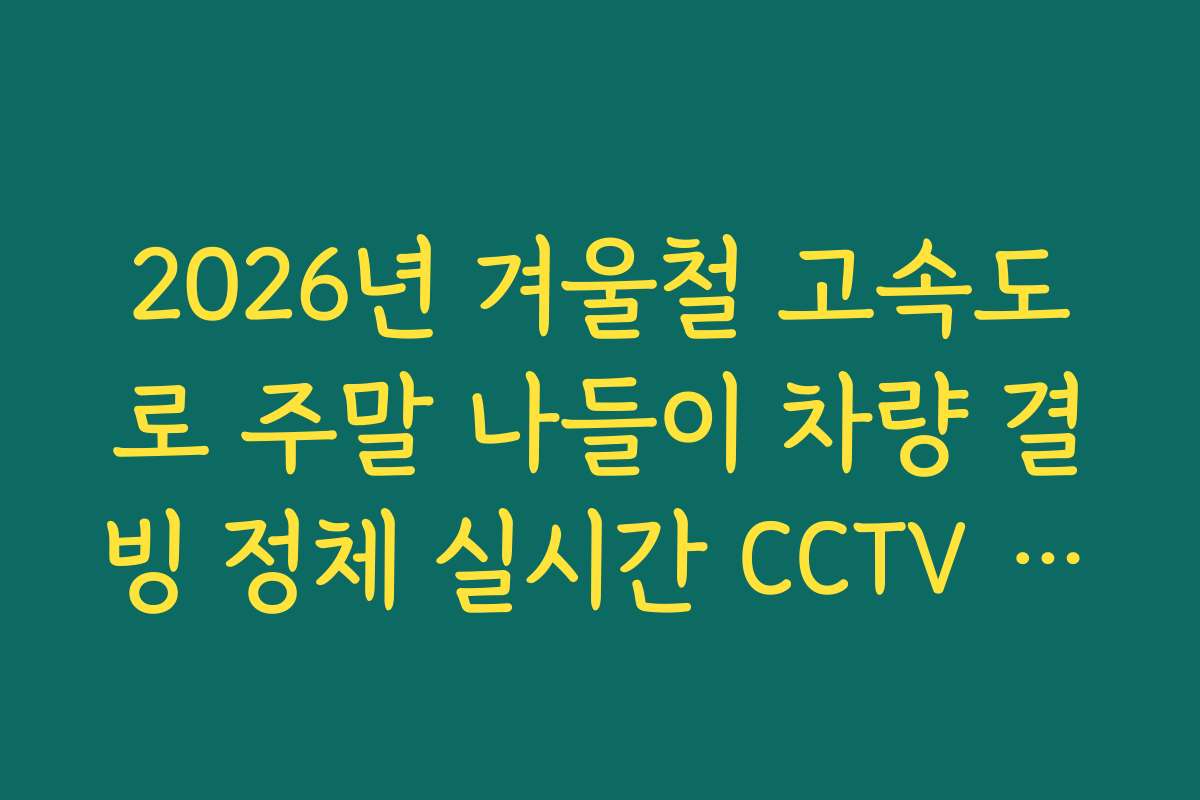 2026년 겨울철 고속도로 주말 나들이 차량 결빙 정체 실시간 CCTV 확인