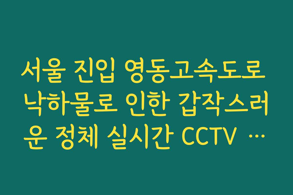 서울 진입 영동고속도로 낙하물로 인한 갑작스러운 정체 실시간 CCTV 확인