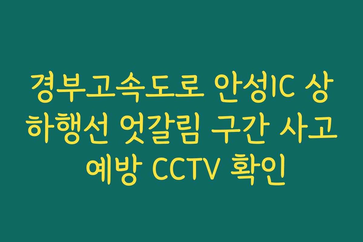 경부고속도로 안성IC 상하행선 엇갈림 구간 사고 예방 CCTV 확인