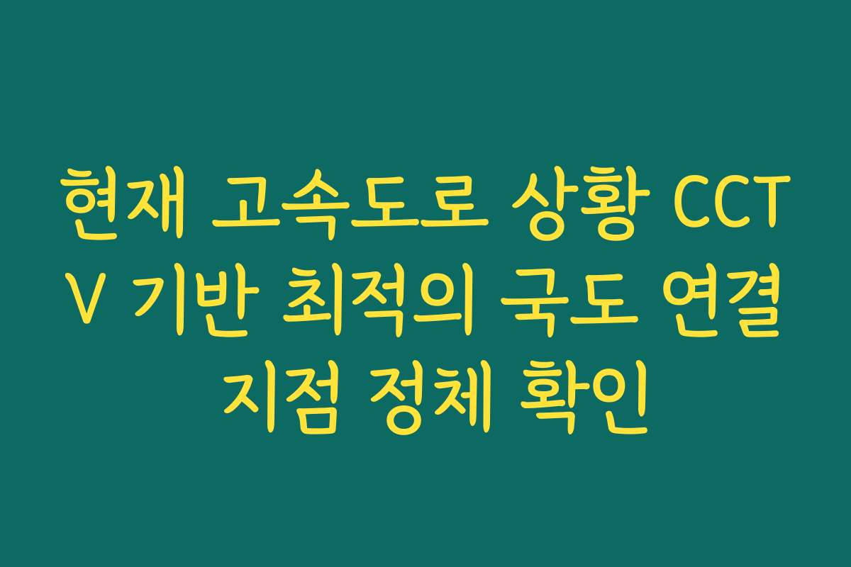 현재 고속도로 상황 CCTV 기반 최적의 국도 연결 지점 정체 확인