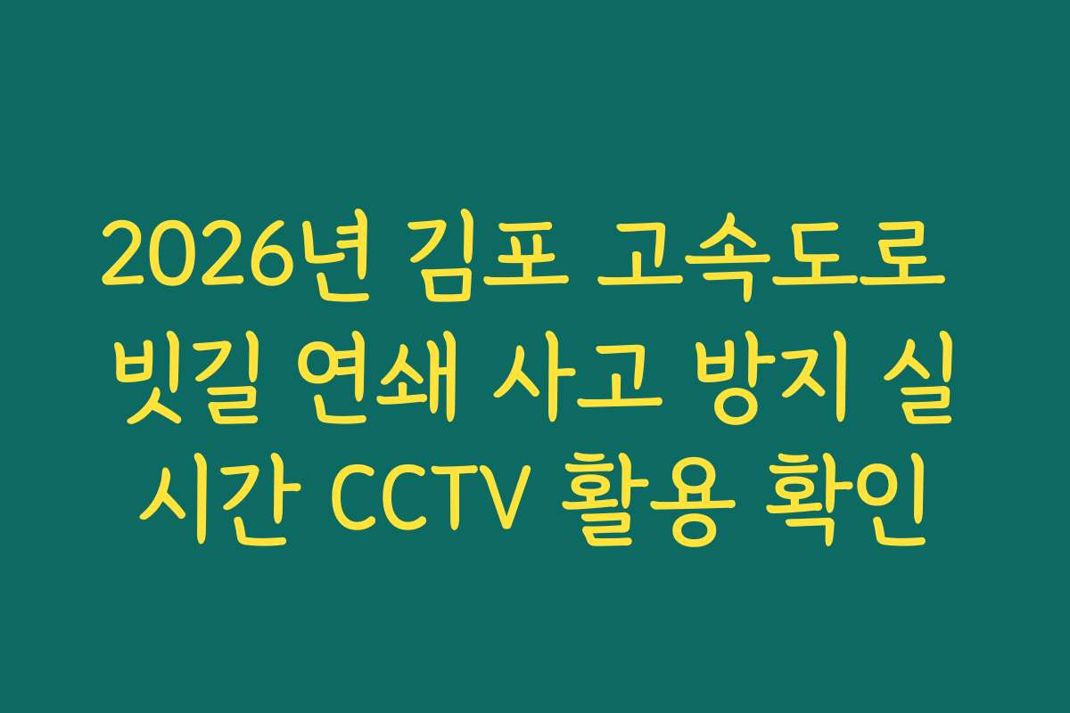 2026년 김포 고속도로 빗길 연쇄 사고 방지 실시간 CCTV 활용 확인
