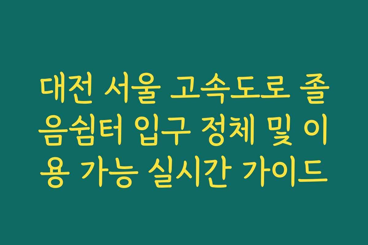 대전 서울 고속도로 졸음쉼터 입구 정체 및 이용 가능 실시간 가이드