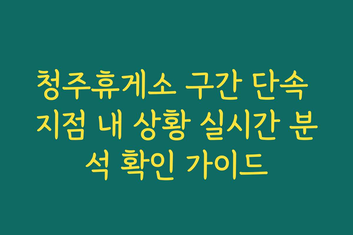 청주휴게소 구간 단속 지점 내 상황 실시간 분석 확인 가이드