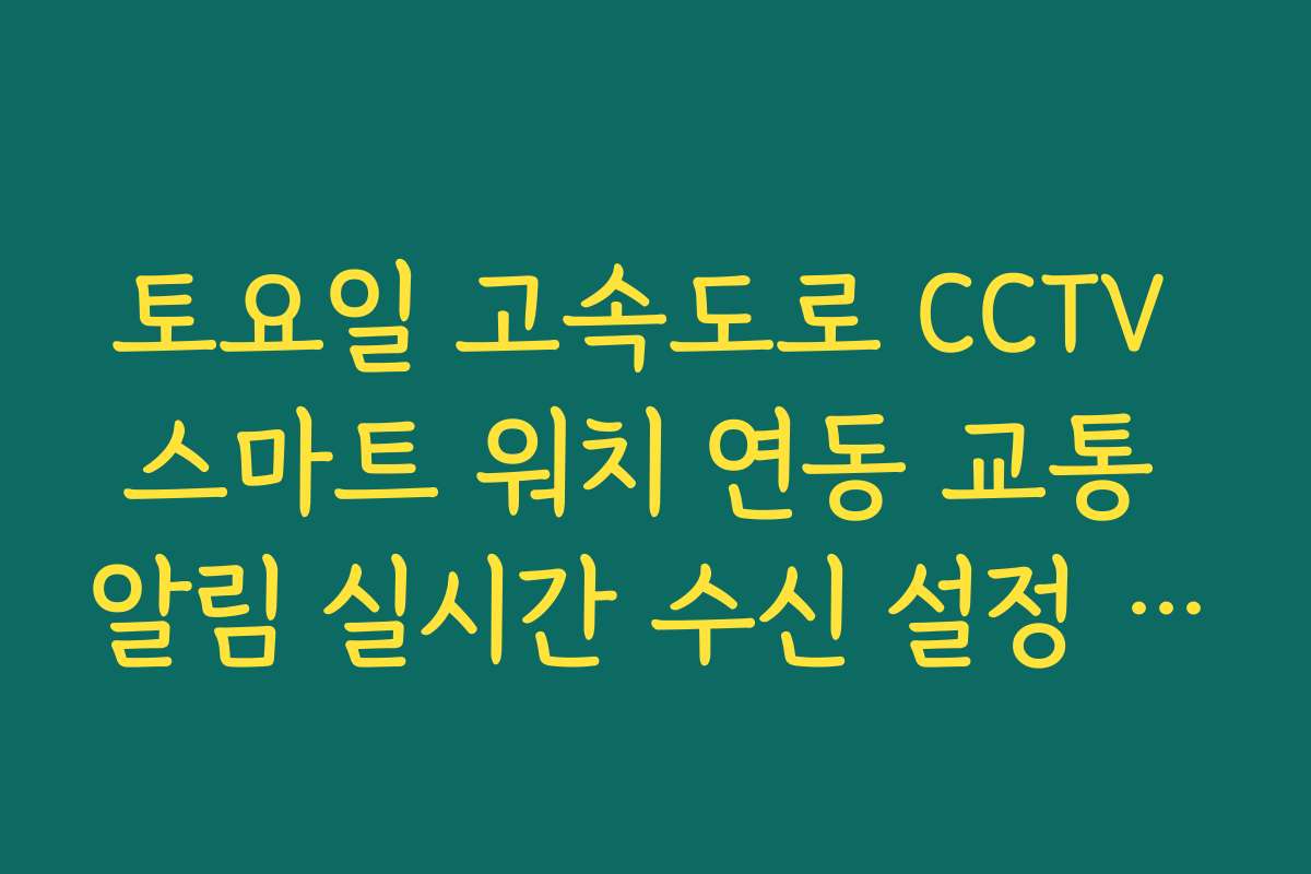 토요일 고속도로 CCTV 스마트 워치 연동 교통 알림 실시간 수신 설정 가이드
