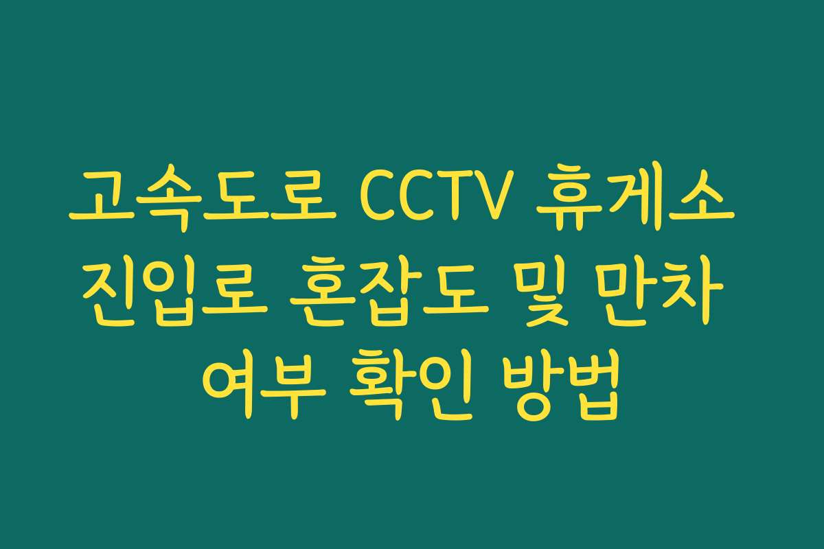 고속도로 CCTV 휴게소 진입로 혼잡도 및 만차 여부 확인 방법